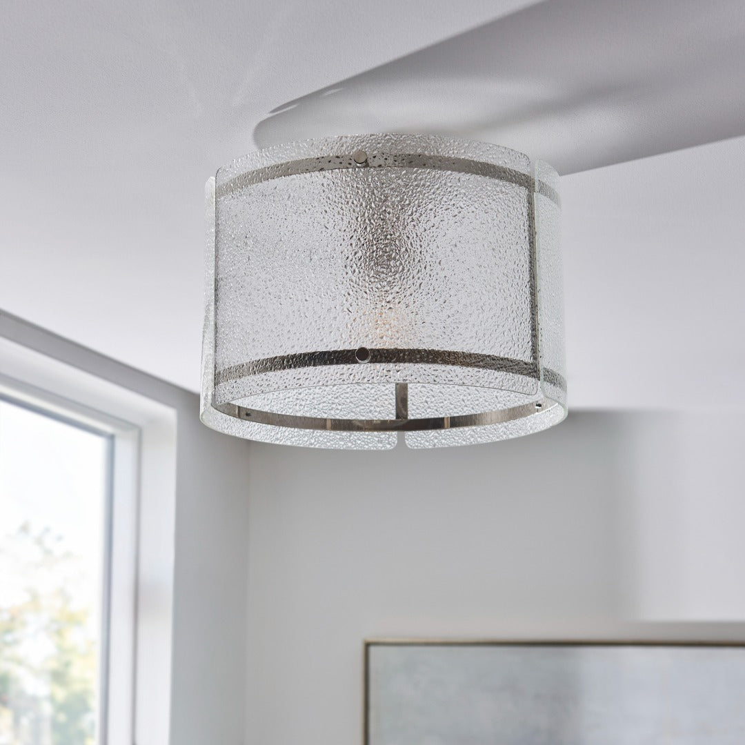 Traynor Clear And Satin Nickel Flush Ceiling Light