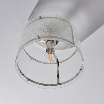 Traynor Clear And Satin Nickel Flush Ceiling Light