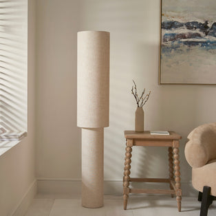 Buxton Natural Faux Linen Column Floor Lamp