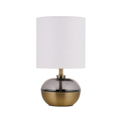 Emmy Antique Brass and Smoke Glass Table Lamp