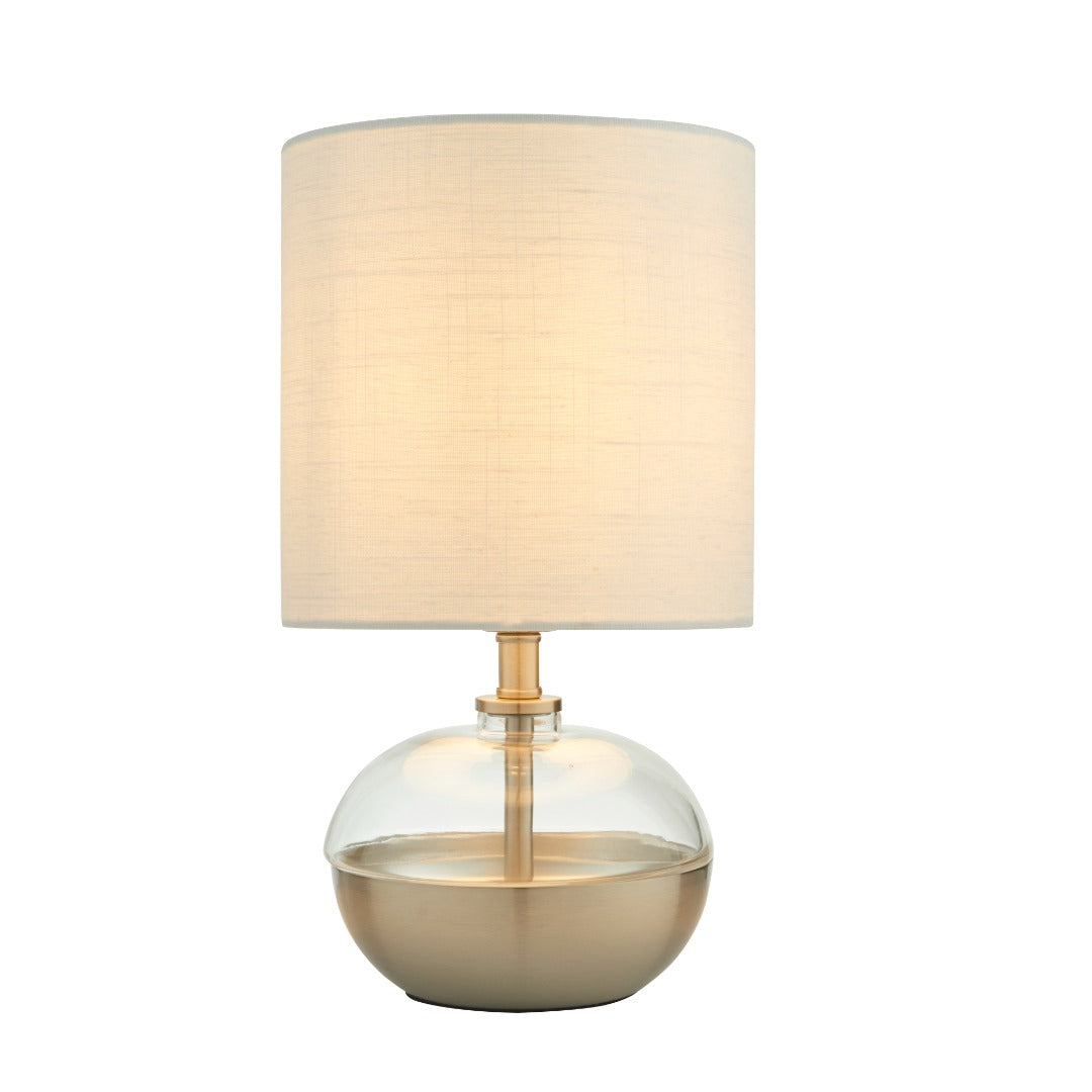 Emmy Satin Nickel and Clear Glass Table Lamp