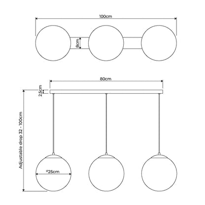 Tamara 3-Light Antique Brass Pendant Bar
