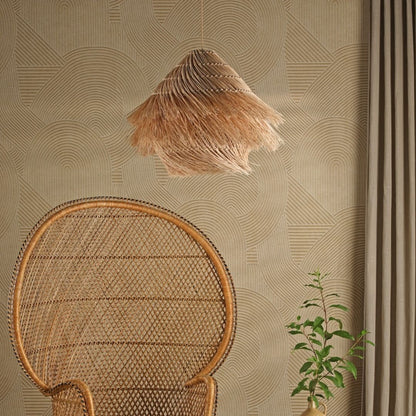 Preveli Woven Rattan Ceiling Pendant with Braided Cable
