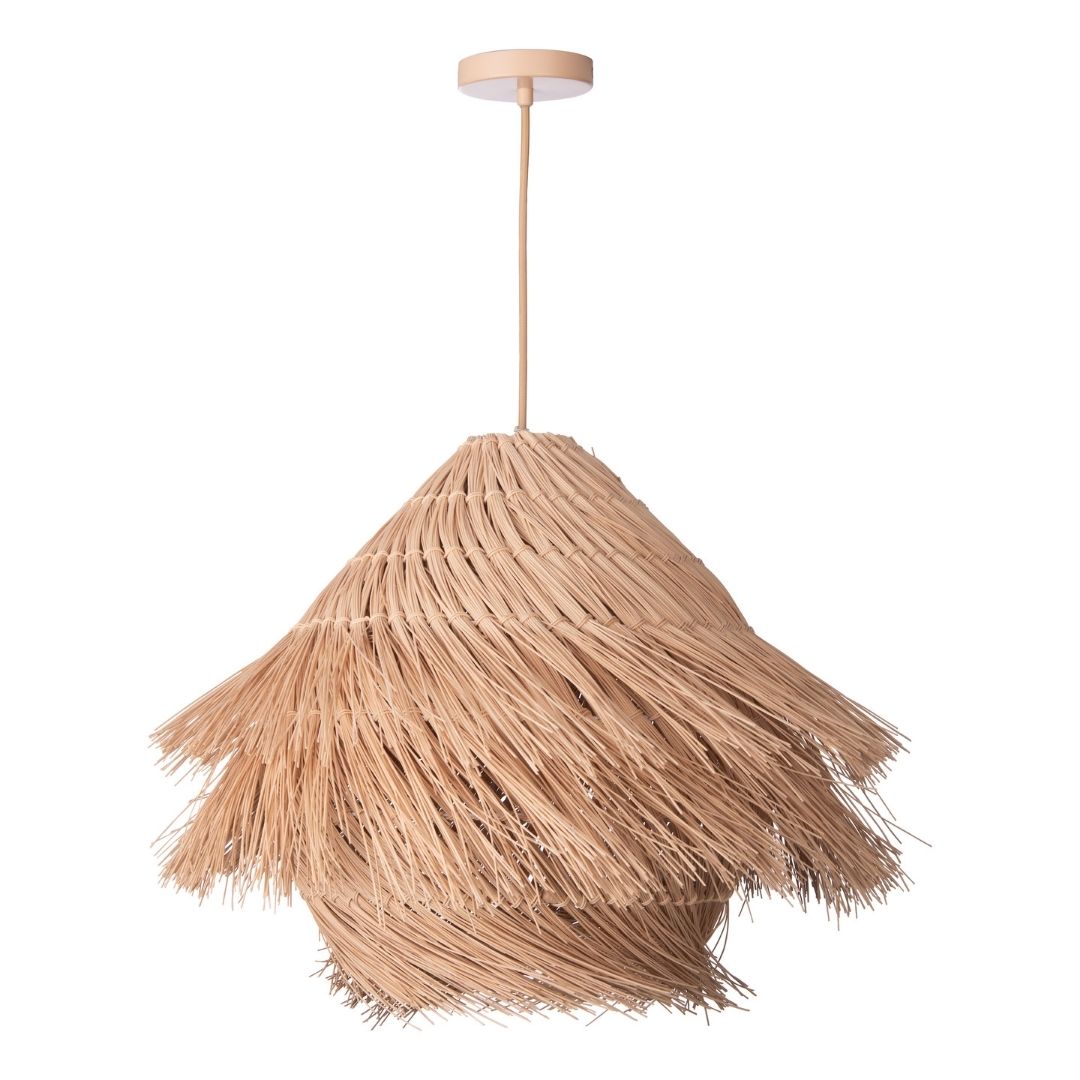 Preveli Woven Rattan Ceiling Pendant with Braided Cable