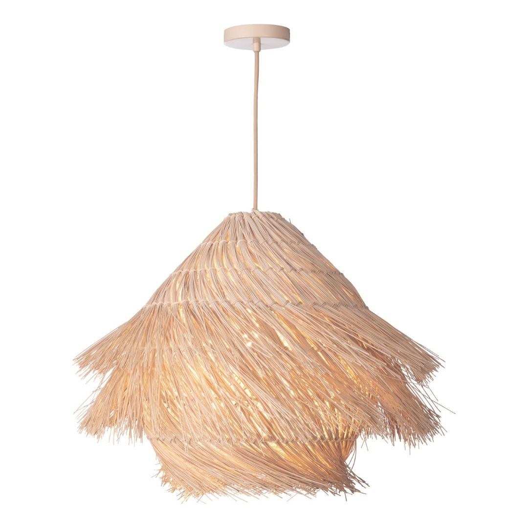 Preveli Woven Rattan Ceiling Pendant with Braided Cable