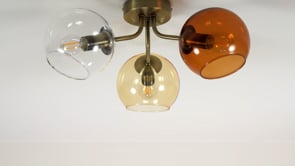 Branco 3 Light Antique Brass Semi Flush Ceiling Light