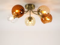 Branco 5 Light Antique Brass Semi Flush Ceiling Light