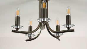 Morden 5 Light Antique Brass Semi Flush Ceiling Light