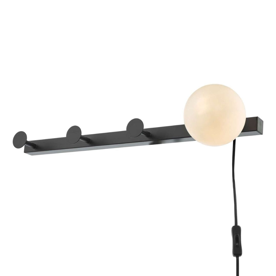 Rack Matt Black Coat Rack Wall Light