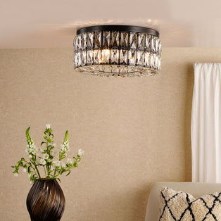 Relena 4 Light Black & Crystal Flush Ceiling Light