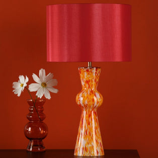 Rheneas Red Confetti Glass Table Lamp
