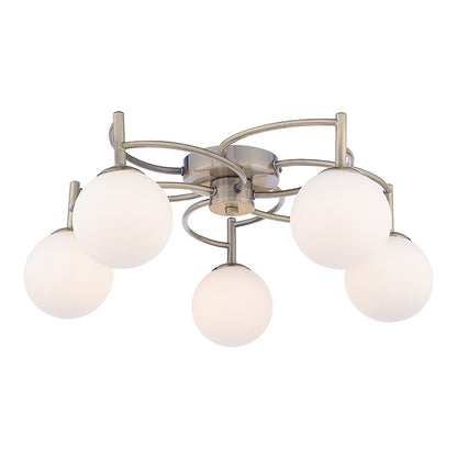Rosa 5-Light Antique Brass Semi-Flush Ceiling Light