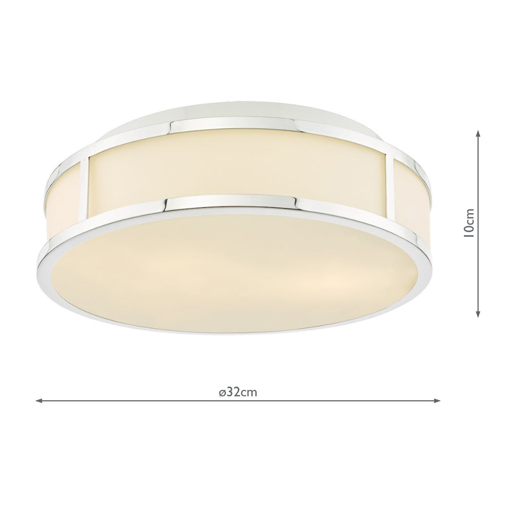 Royce 2-Light Polished Chrome IP44 Flush Ceiling Light