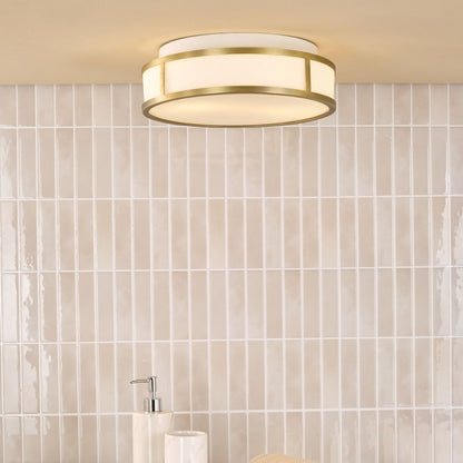 Royce 2-Light Antique Brass IP44 Flush Ceiling Light