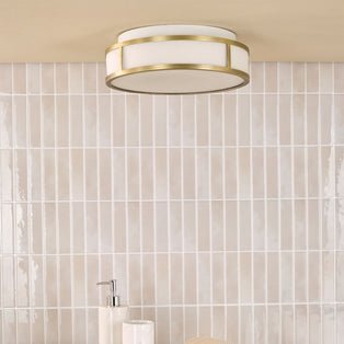 Royce 2-Light Antique Brass IP44 Flush Ceiling Light