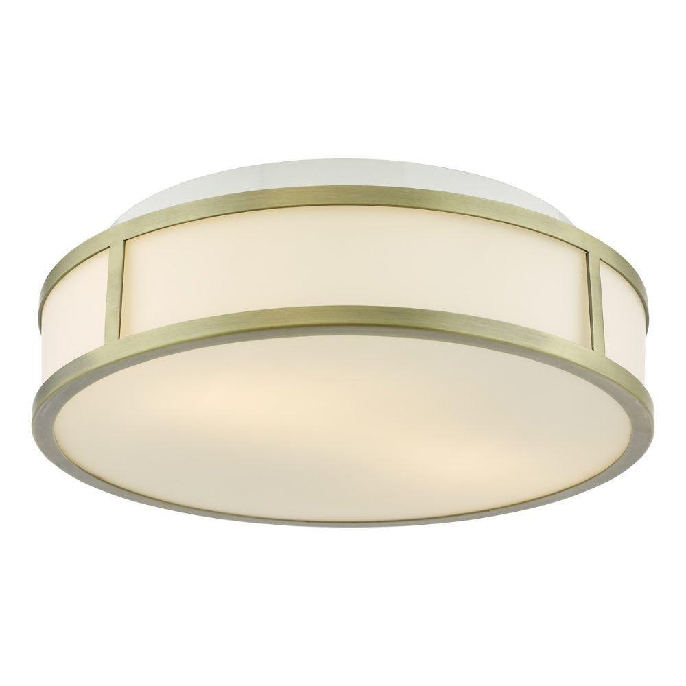 Royce 2-Light Antique Brass IP44 Flush Ceiling Light