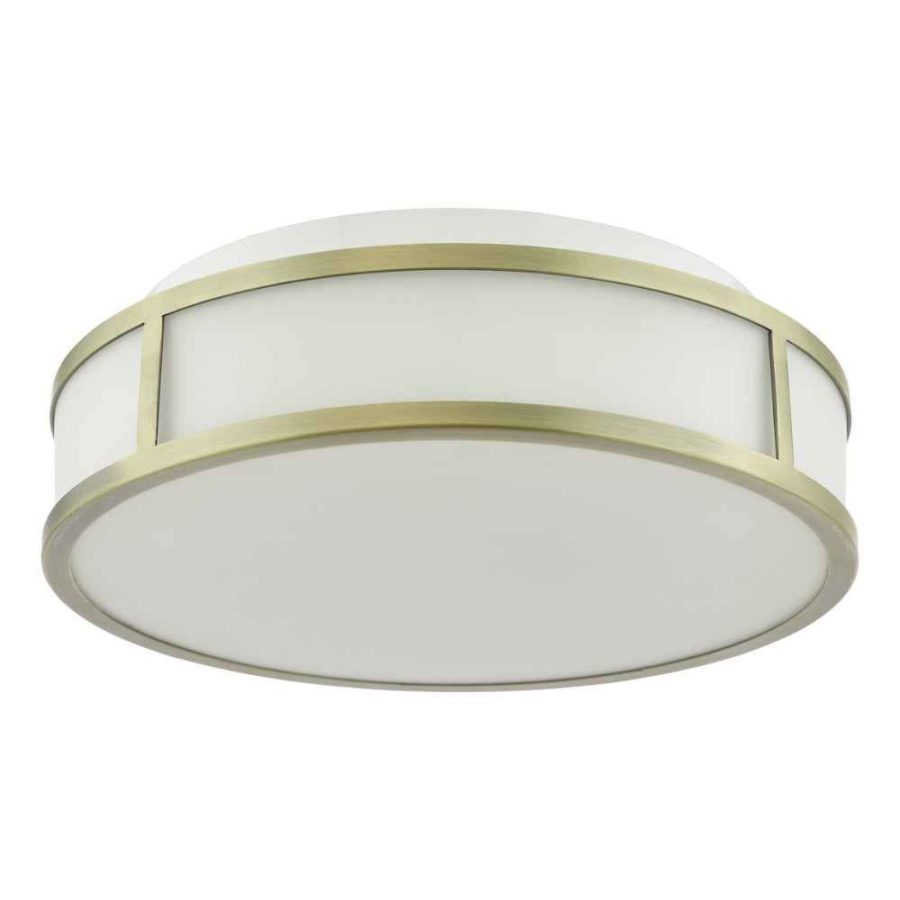 Royce 2-Light Antique Brass IP44 Flush Ceiling Light