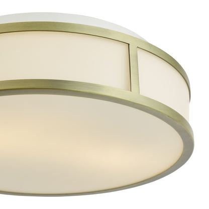 Royce 2-Light Antique Brass IP44 Flush Ceiling Light