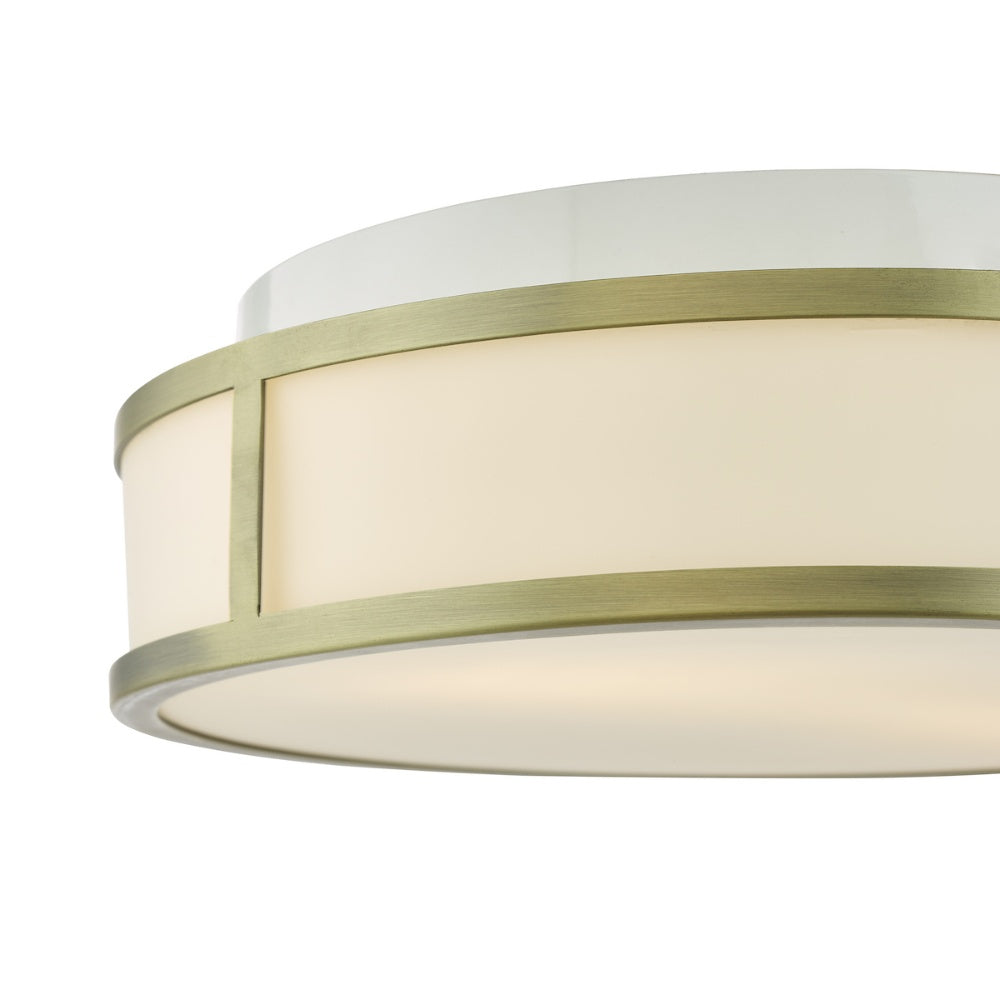 Royce 2-Light Antique Brass IP44 Flush Ceiling Light
