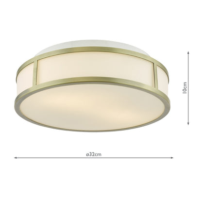 Royce 2-Light Antique Brass IP44 Flush Ceiling Light
