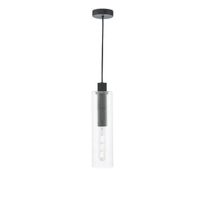 Ruben Satin Black and Ribbed Glass Ceiling Pendant