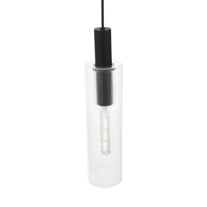 Ruben 6 Light Satin Black and Ribbed Glass Pendant Ceiling Bar