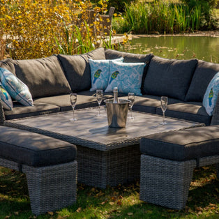 Palma 6 Seater Corner Outdoor Dining Set with Benches Dark