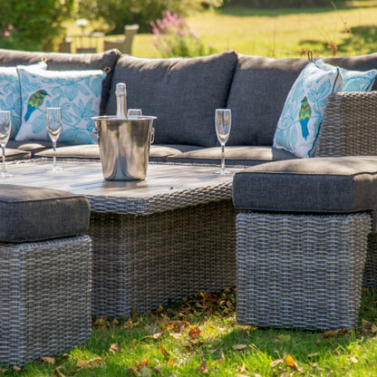 Palma 6 Seater Corner Outdoor Dining Set with Benches Dark