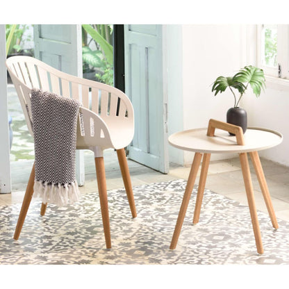 Nassau Cream Outdoor Bistro Set with 2 Carver Bucket Chairs