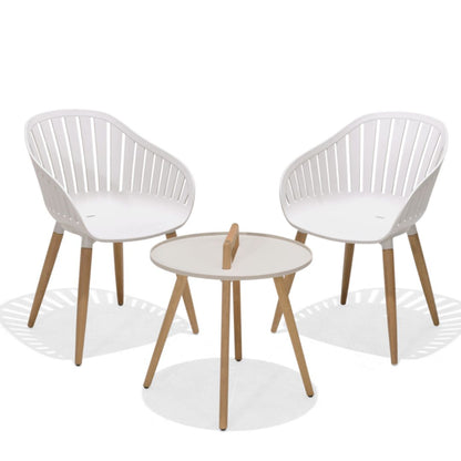 Nassau Cream Outdoor Bistro Set with 2 Carver Bucket Chairs