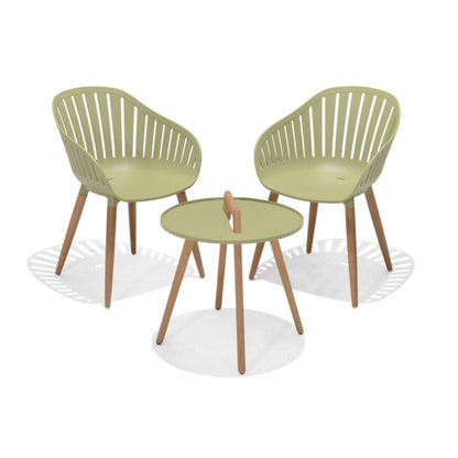 Nassau Green Outdoor Bistro Set with 2 Carver Bucket Chairs
