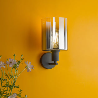 Marcel Matte Black & Smoked Glass Wall Light