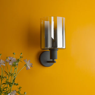 Marcel Matte Black & Smoked Glass Wall Light