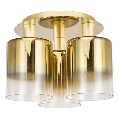 Savannah 3-Light Satin Gold Flush Ceiling Light