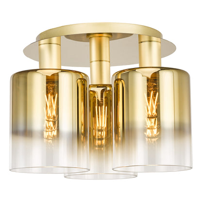 Savannah 3-Light Satin Gold Flush Ceiling Light
