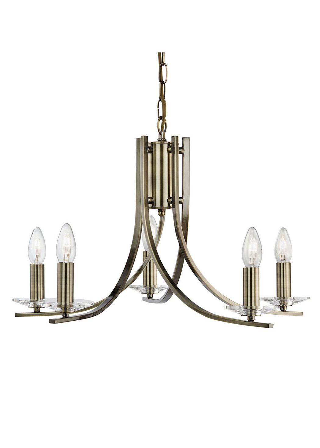 Ascona 5-Light Antique Brass Chandelier Ceiling Light