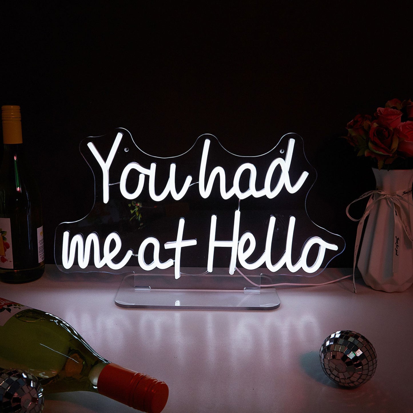 You Had Me At Hello White LED Neon Sign