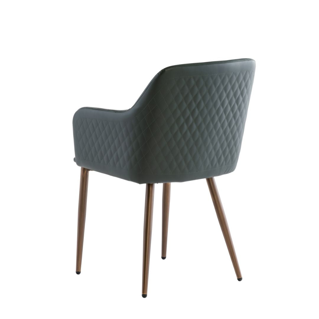 Sicily 1.8M White and Gold Table with 6 Green Chairs Dining Set