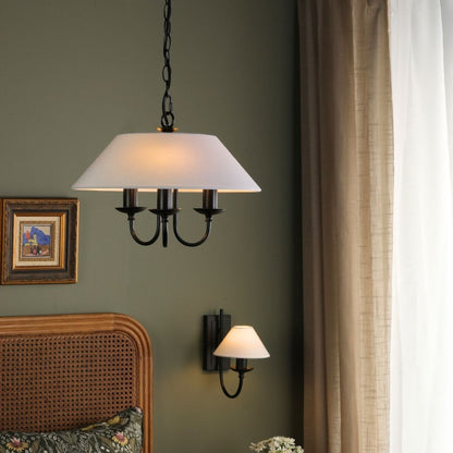 Sivan 3 Light Matte Black Pendant with White Shade