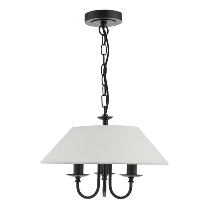 Sivan 3 Light Matte Black Pendant with White Shade