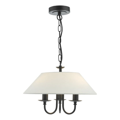 Sivan 3 Light Matte Black Pendant with White Shade