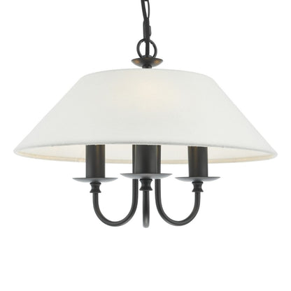 Sivan 3 Light Matte Black Pendant with White Shade
