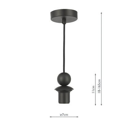 1-Light Matte Black Suspension E27