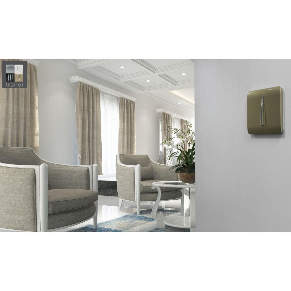 Trendi Switch 1 Gang 2 Way 10 Amp Rocker Light Switch Screwless Champagne Gold
