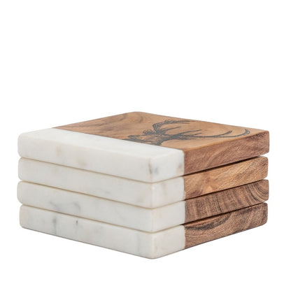 Stag White Marble Coasters Set of 4
