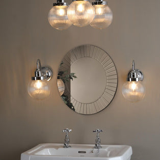 Tamara IP44 Ribbed Glass Polished Chrome Wall Light