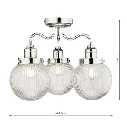 Tamara 3 Light Semi Flush Ceiling Light IP44