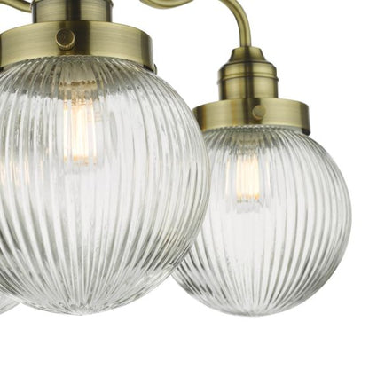 Tamara 3 Semi Flush Antique Brass Ceiling Light IP44