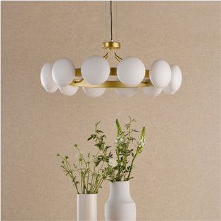 Tauri 12 Light Gold & Opal Glass Pendant Ceiling Light