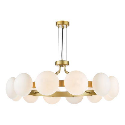 Tauri 12 Light Gold & Opal Glass Pendant Ceiling Light